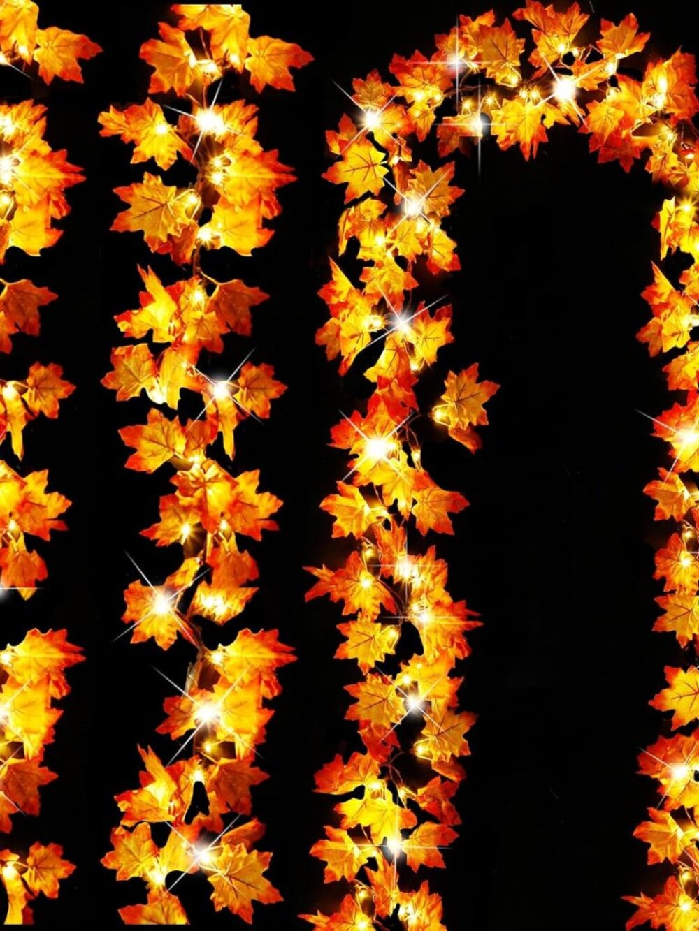 Timer&3 Pack Halloween Fall Decor 30Ft Fall Garland with Lights 60LED
